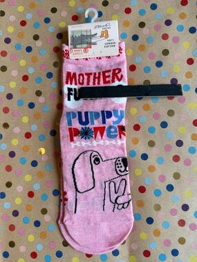 Blue Q Pink 'Mother Puppy Power' Graphic Ankle Socks